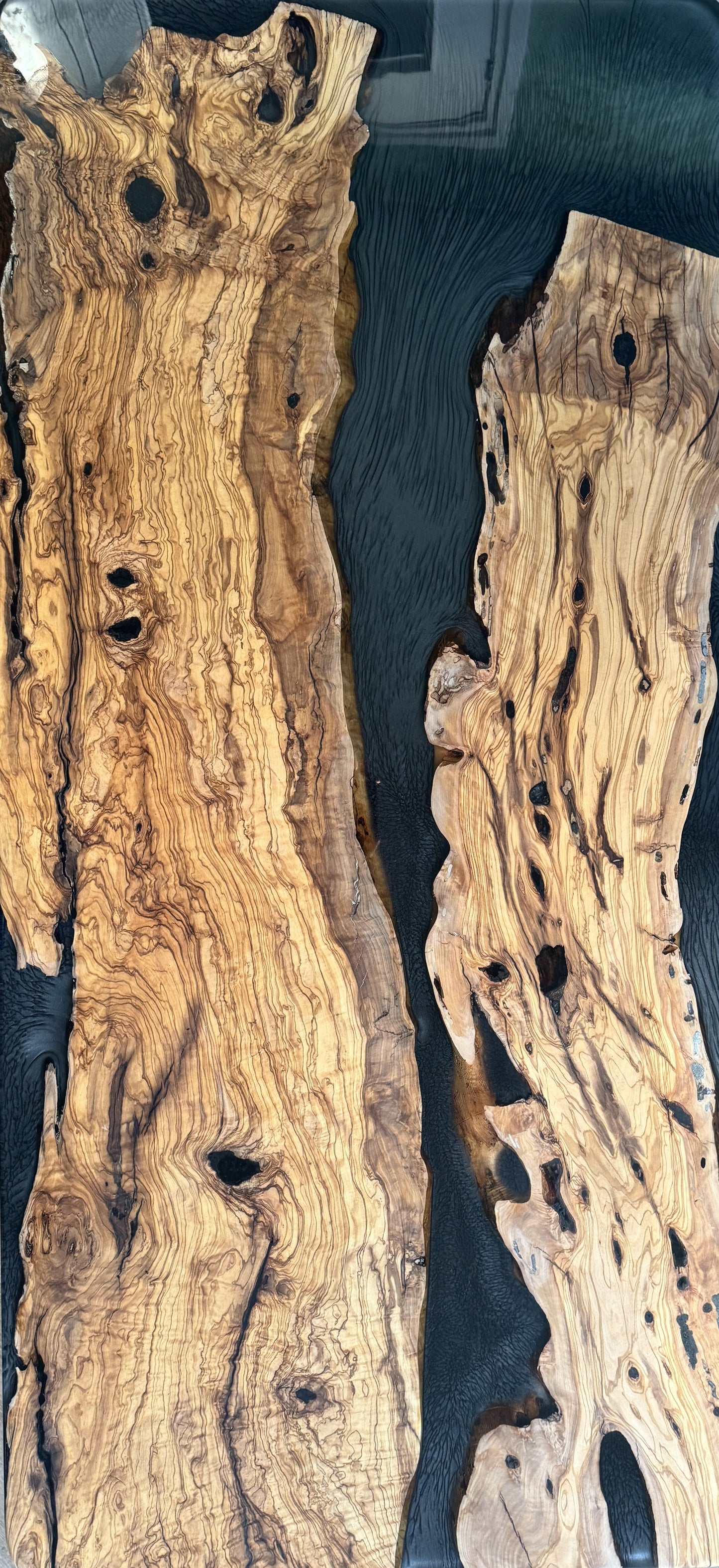 Epoxy eetkamertafel set olijfhout 195x90cm